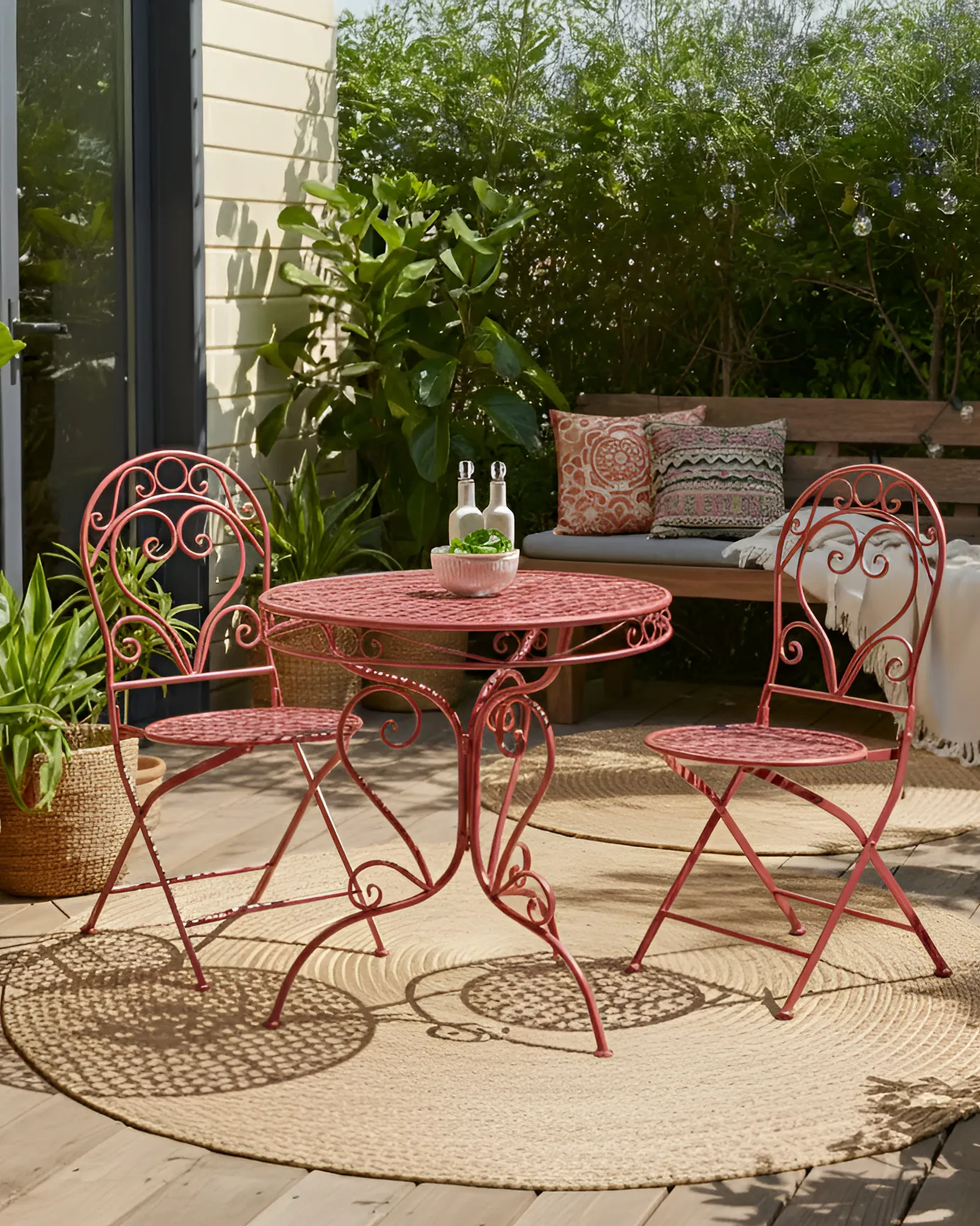 Set of 2 Garden Chairs ALBINIA Metal Burgundy_1016233