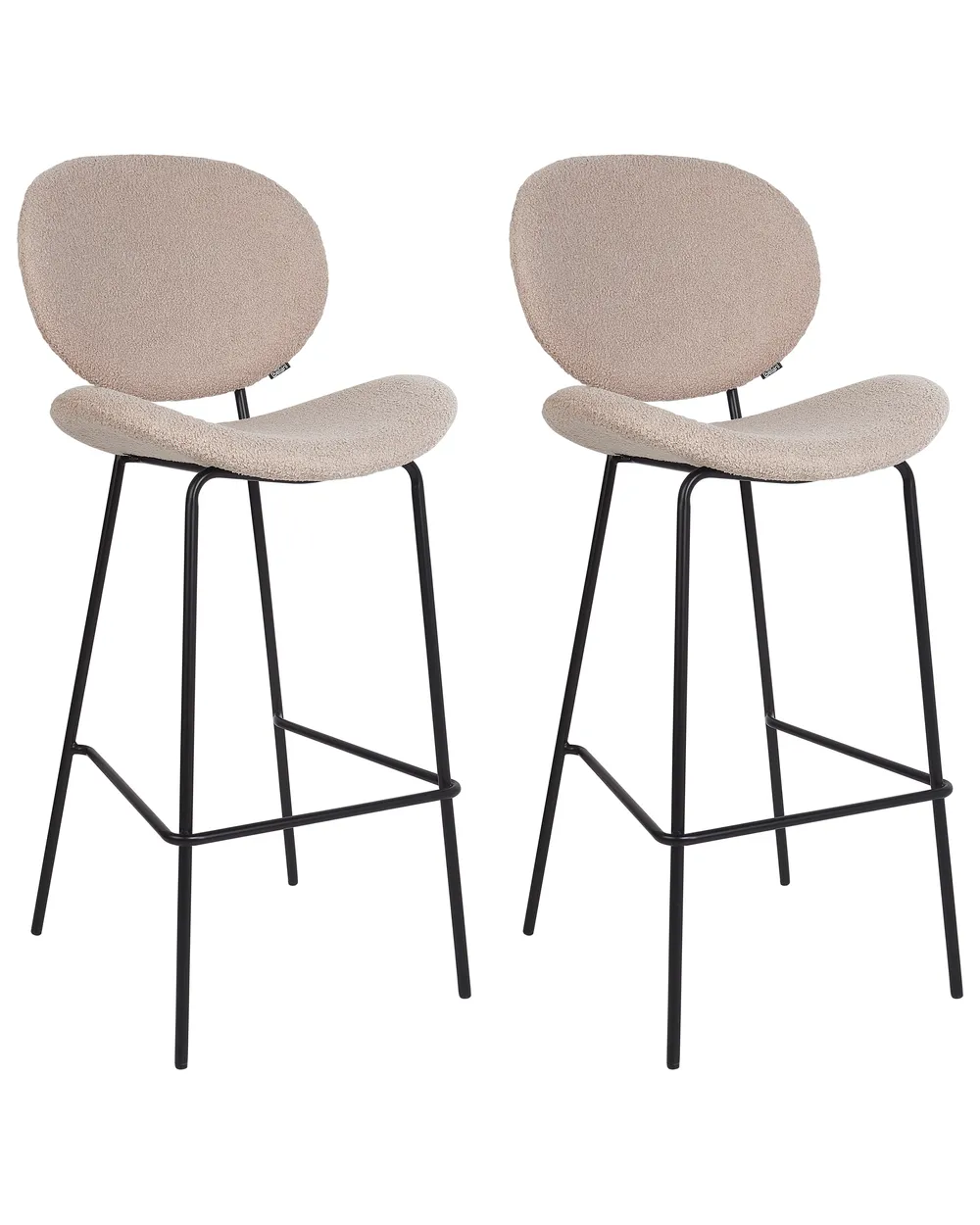 Set of 2 Bar Chairs LUANA Boucle Light Beige_1022200