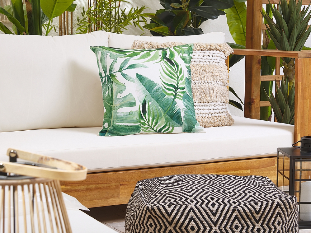 Set of 2 Outdoor Cushion Leaf Print 45 x 45 cm Green PAVELLI Beliani.cz