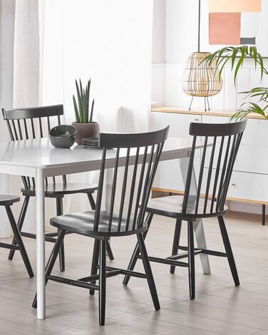 Set of 2 Wooden Dining Chairs Black BURGES