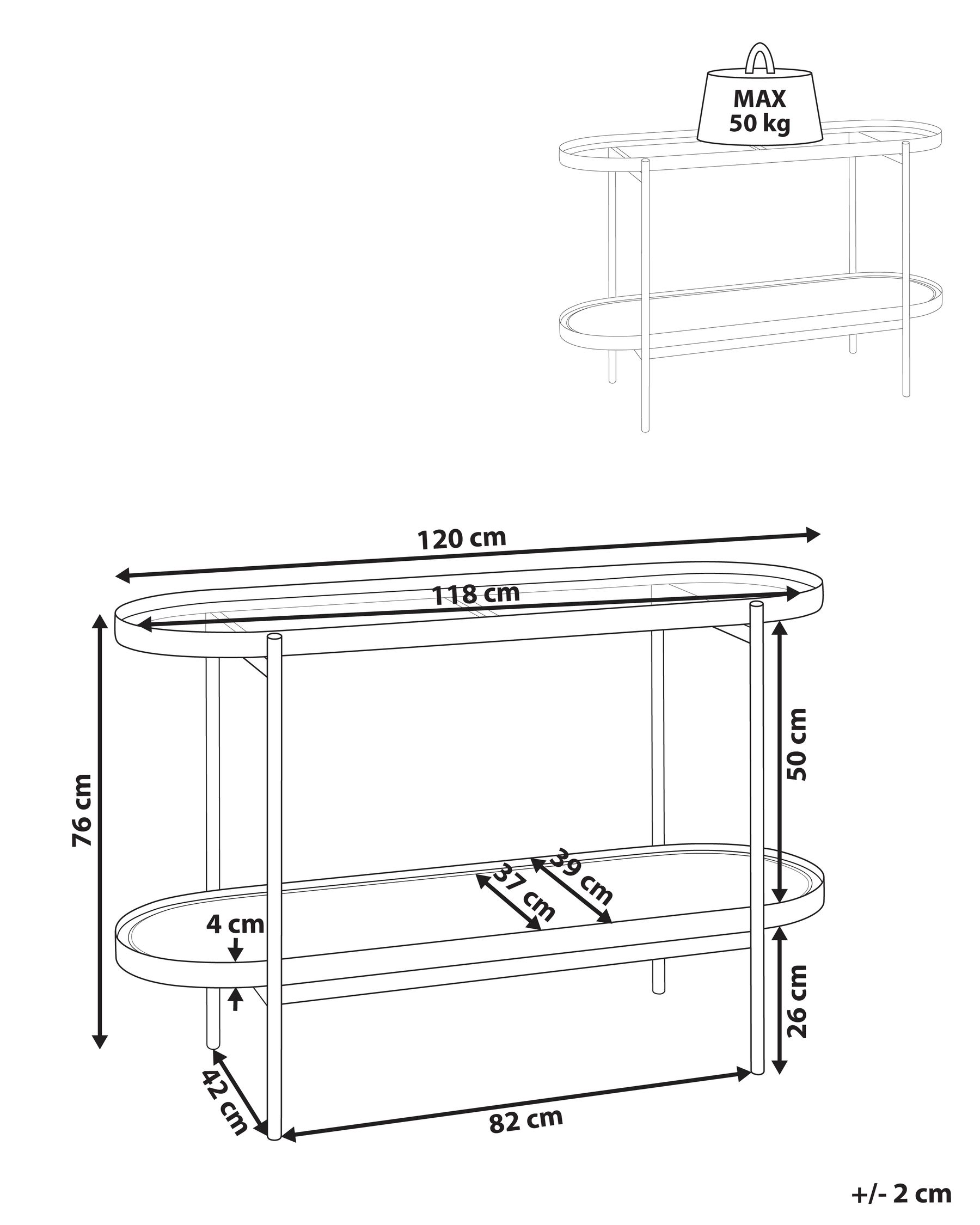 Glass Top Console Table Light Wood with Black RENO_937155