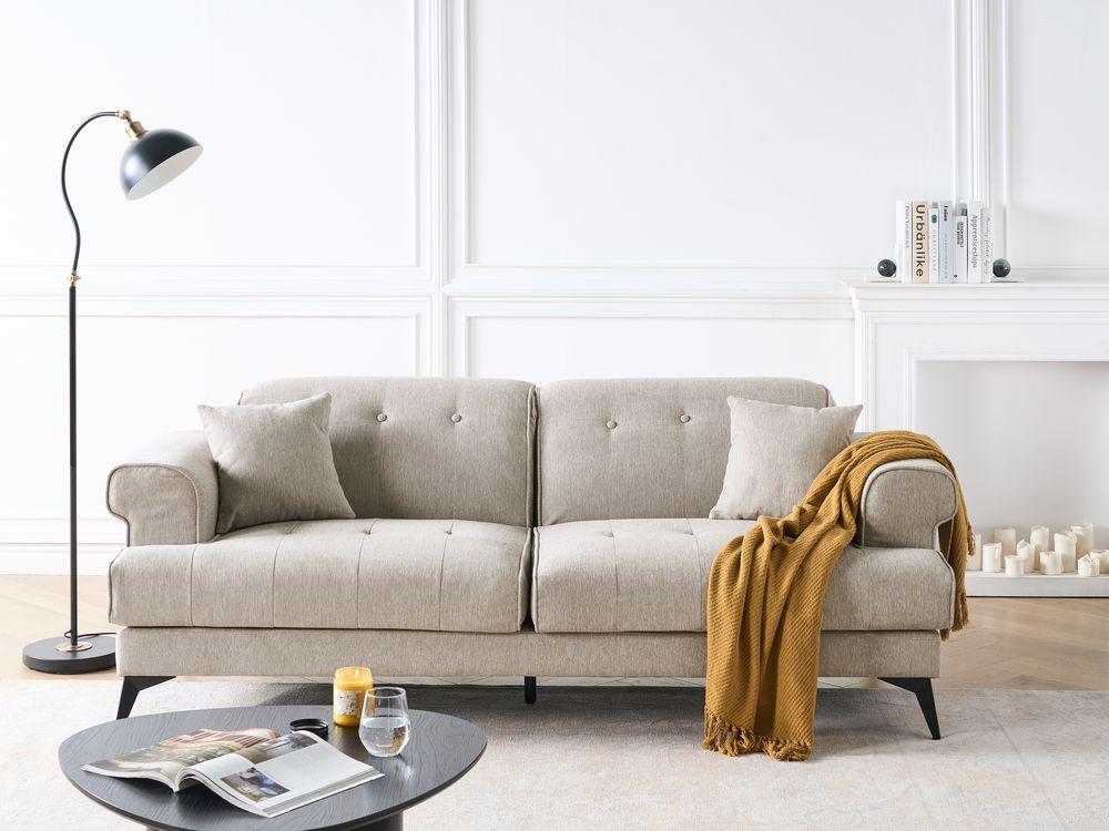 Sofa 3-Sitzer SKIVE Stoff Taupe