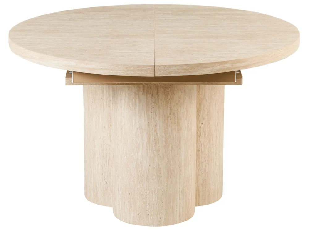 Extending Dining Table MORAINE Travertine Effect 120/160 cm 120 cm_1002757