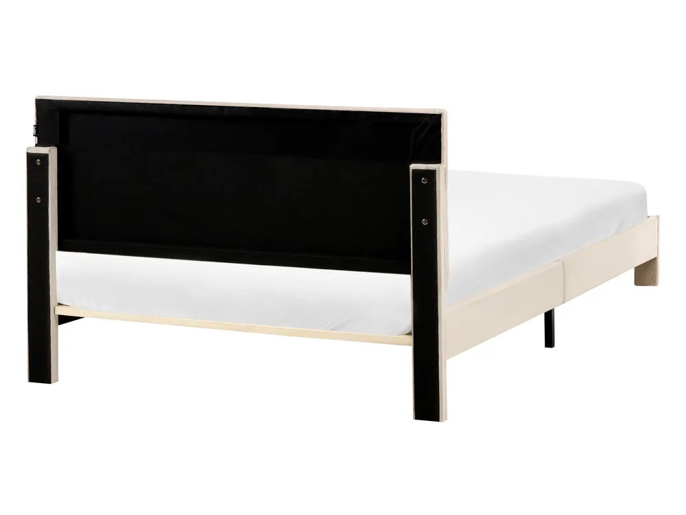 Bett mit Schubladen LONZAC Samtstoff Beige 140 x 200 cm_1014632