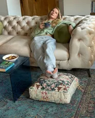 Set of 2 Decorative Cushions SALVIA 33 x 33 cm Velvet Olive Green Solid_1176503