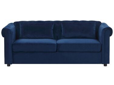 Velvet Sofa Bed Blue CHESTERFIELD