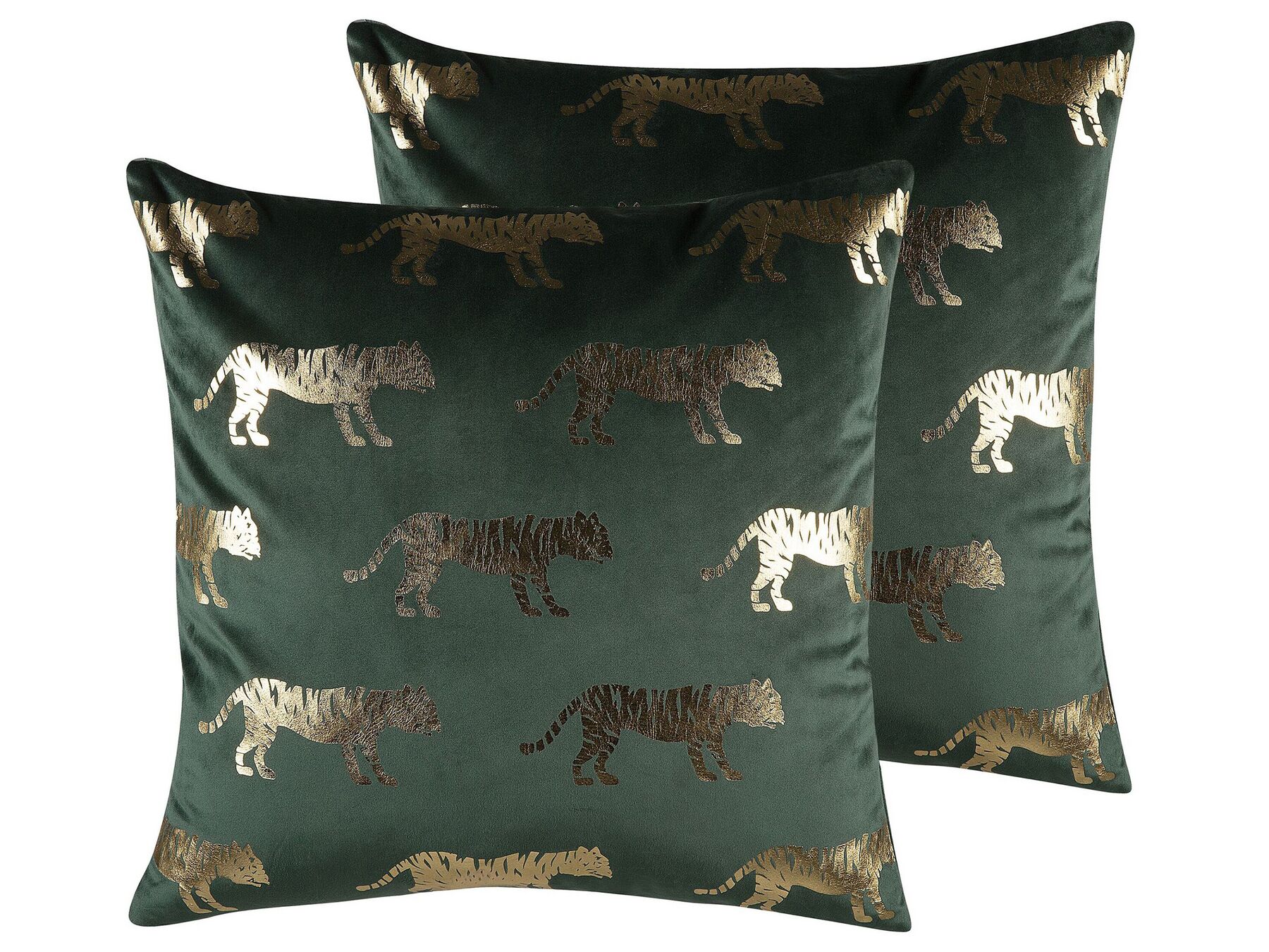 Set di 2 cuscini decorativi in velluto verde stampa leopardo 45x45 cm BLUEBELL_769095