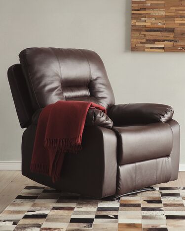 Faux Leather Manual Recliner Chair Brown BERGEN