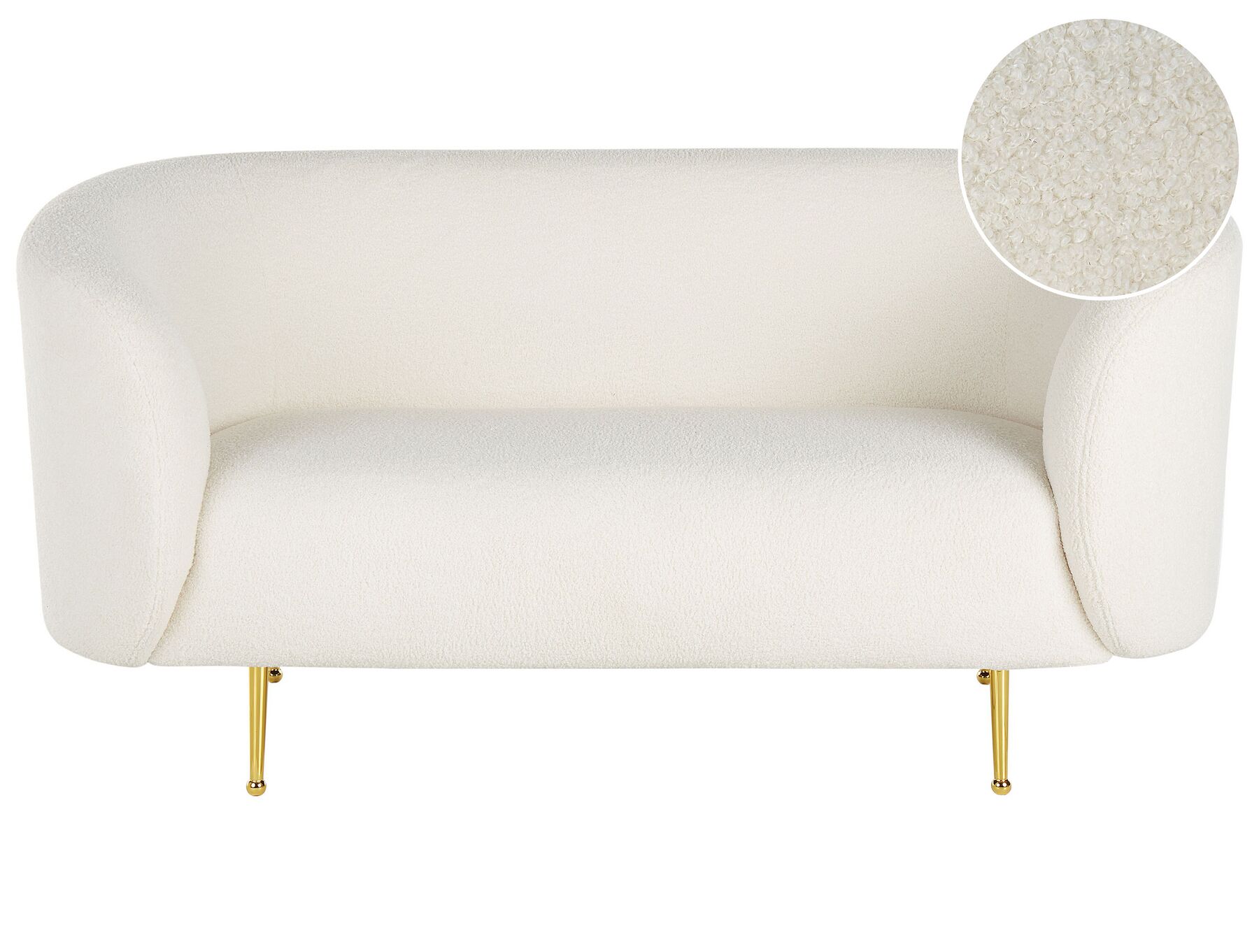 2-istuttava sohva buklee valkoinen/kulta LOEN_831485