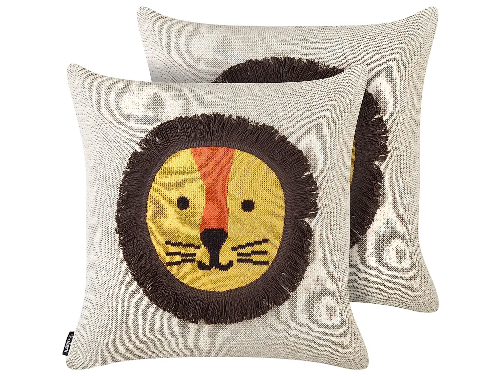 Dekokissen 2er Set SARANGAR 45 x 45 cm Baumwolle Beige_1183184