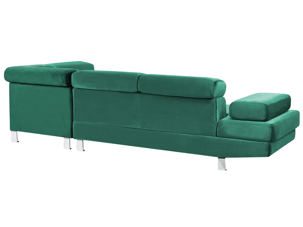 Corner Sofa 5 Seater NORREA Velvet Emerald Green Left Hand_784855