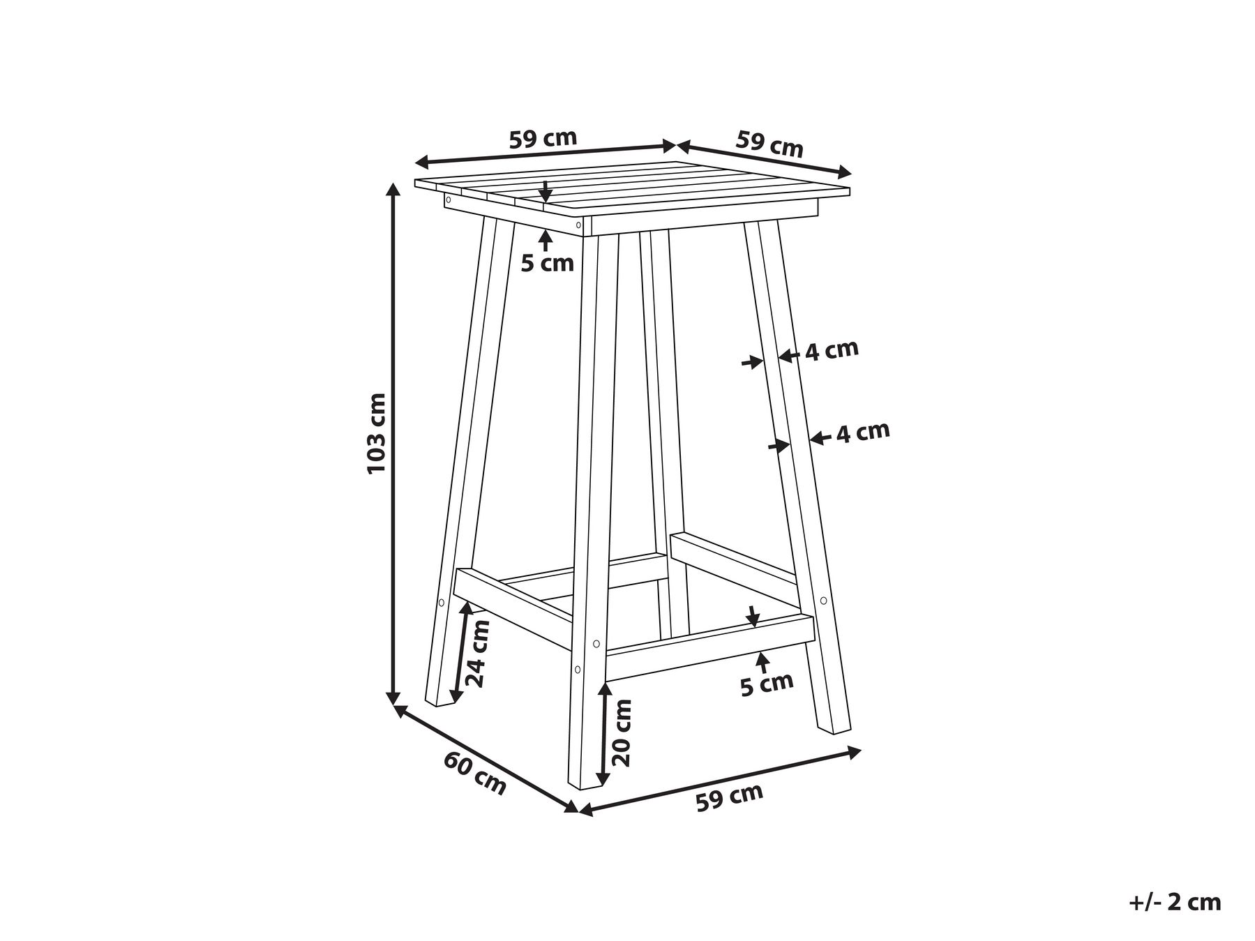 Garden Bar Table ADIRONDACK 60 cm 59 cm Synthetic Material Blue_938541