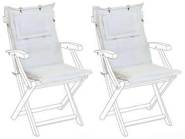 Conjunto de 2 cojines para silla de jardín blanco crema MAUI