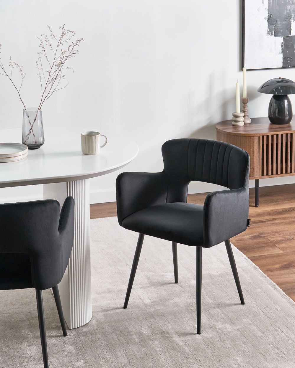 Lot de 2 chaises de salle à manger SANILAC Velours Noir