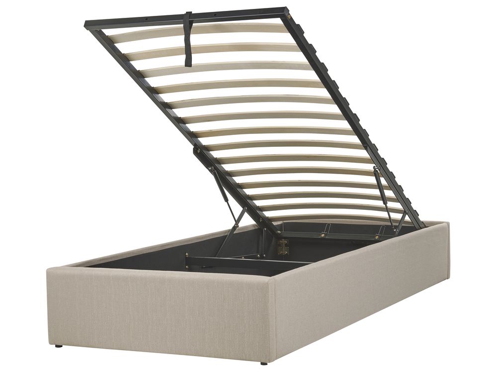 Ottoman Bed without Headboard DINAN Fabric Taupe 90 x 200 cm (EU Single)