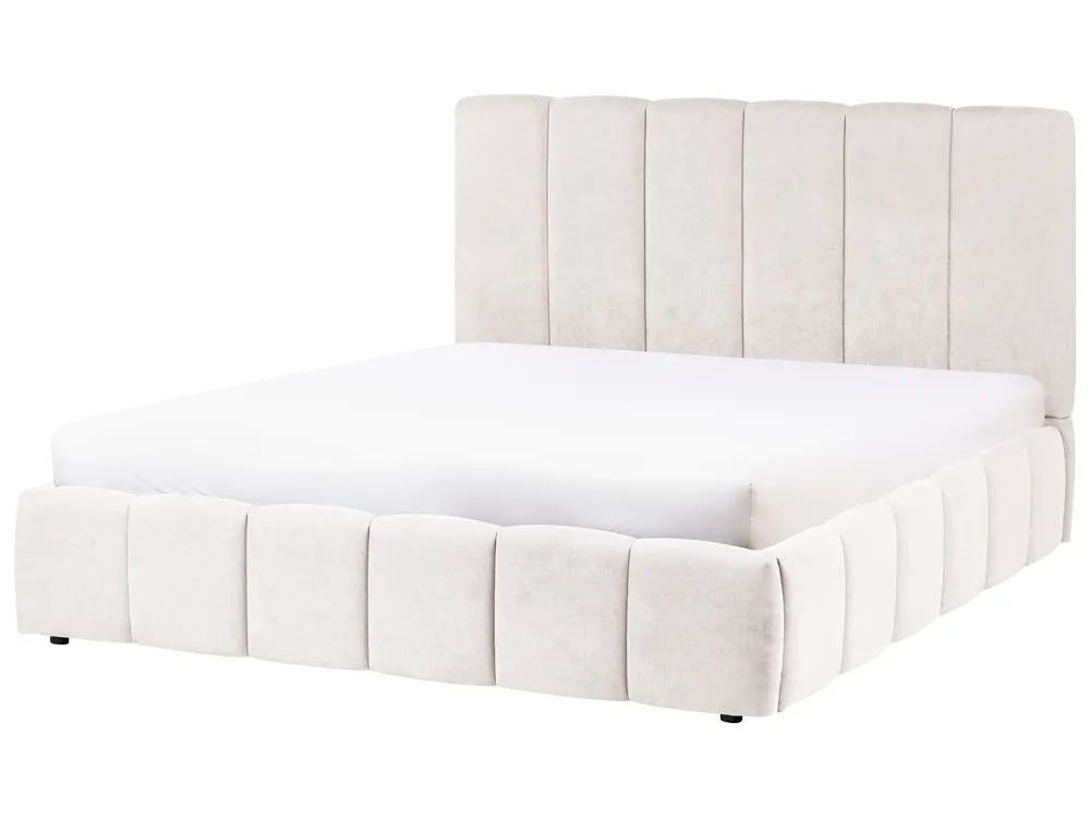 Ottoman Bed VAUVERT Fabric Off-White 160 x 200 cm (EU King Size)_1093316