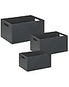 Set of 3 Boxes LARSA Faux Leather Graphite Grey