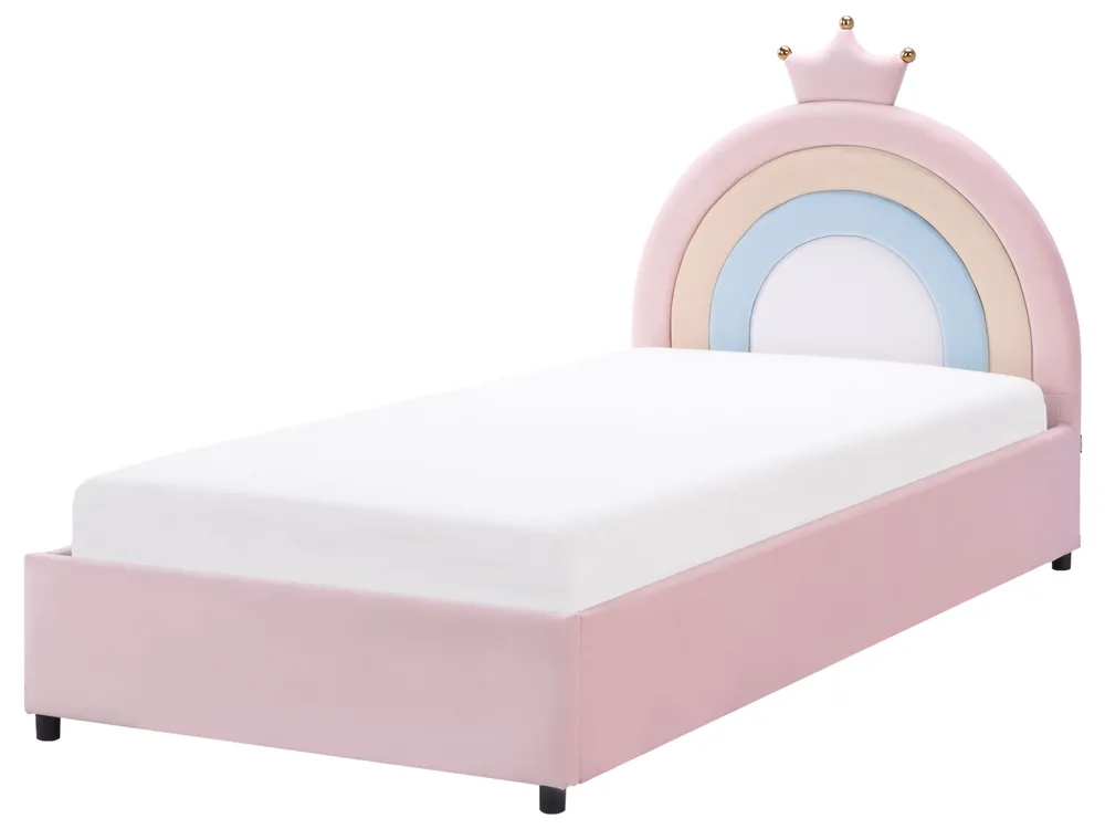 Kids Ottoman Bed GRISETOT Velvet Pink 90 x 200 cm (EU Single)_962193