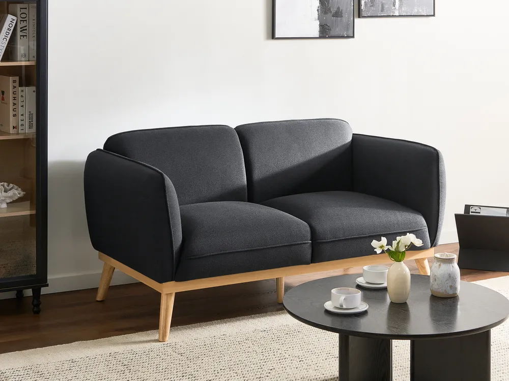Living Room Set 5 Seater LJUNG Fabric Black_1082419