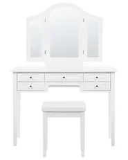 Toeletta con specchio e sgabello LUMIERE Bianco_827336