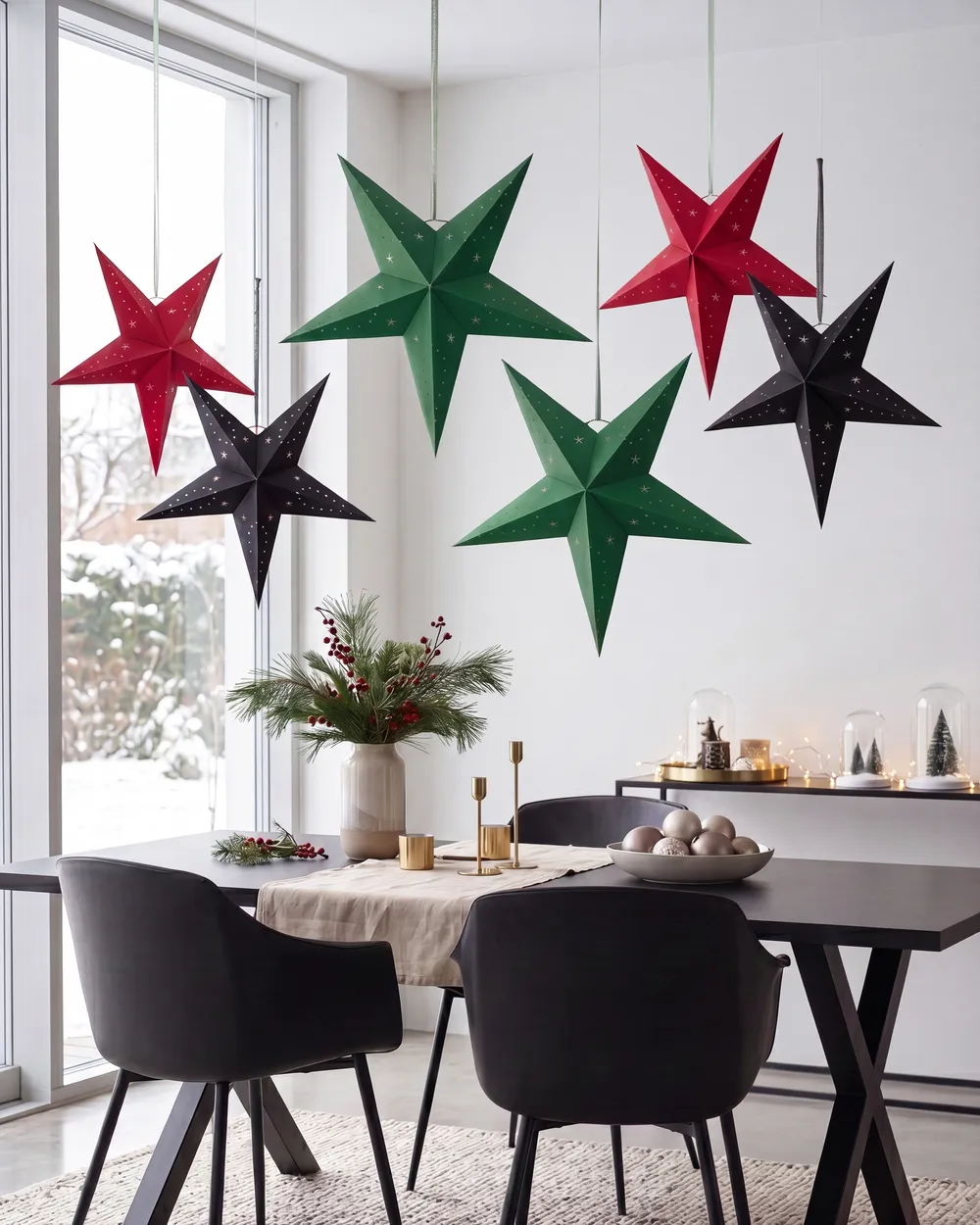 Zestaw 2 dekoracji wiszących LED MOTTI 45 cm Gwiazda Szmaragdowy_835541