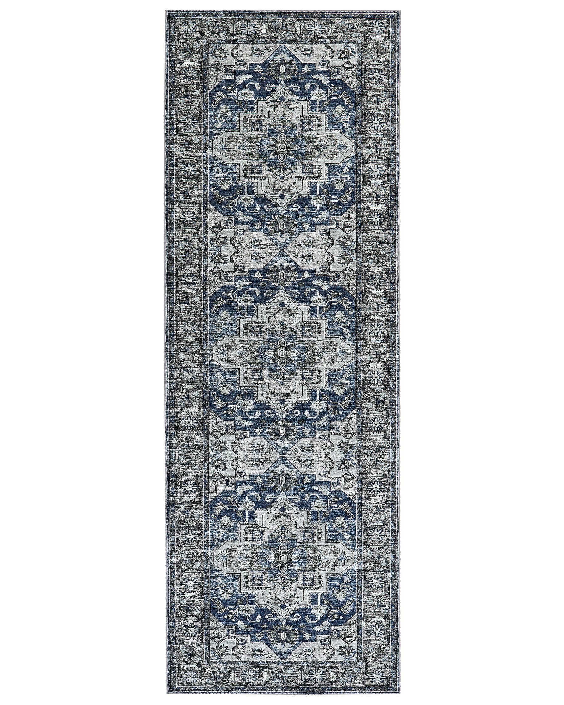 Teppich grau / blau 80 x 240 cm orientalisches Muster Kurzflor KOTTAR_831413