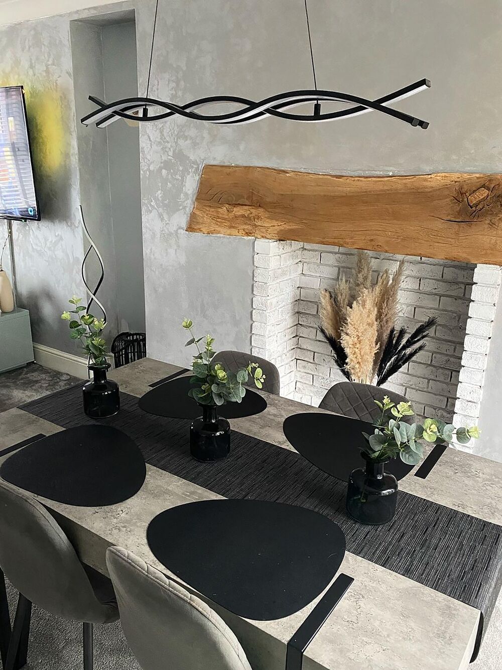 Dining Table 150 x 90 cm Concrete Effect with Black ADENA Beliani