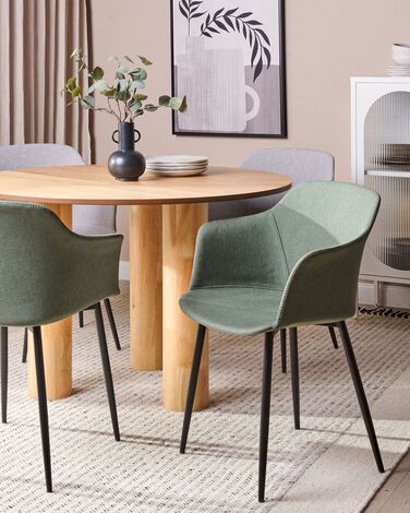 Set of 2 Fabric Dining Chairs Dark Green ELIM