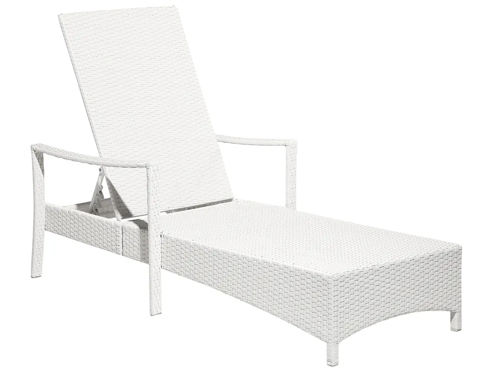 Sun Lounger with Cushion VASTO Reclining PE Rattan White_802181