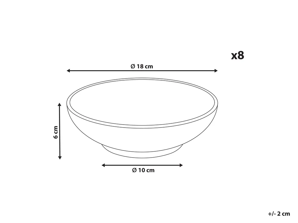 Set of 8 Deep Plates SESAME Stoneware Light Grey_986596