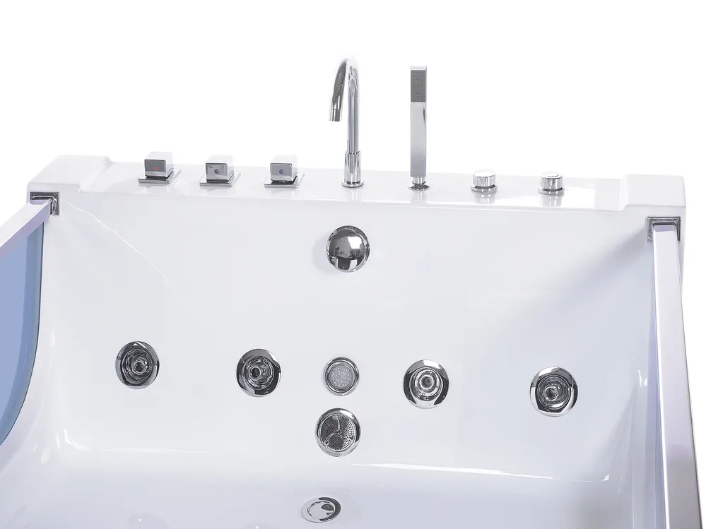 Vasca idromassaggio angolare con LED CURACAO 180 x 120 cm Bianco_717971