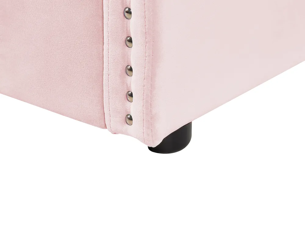 Trundle Bed Velvet TROYES 90 x 200 cm (EU Single) Pastel Pink_837096