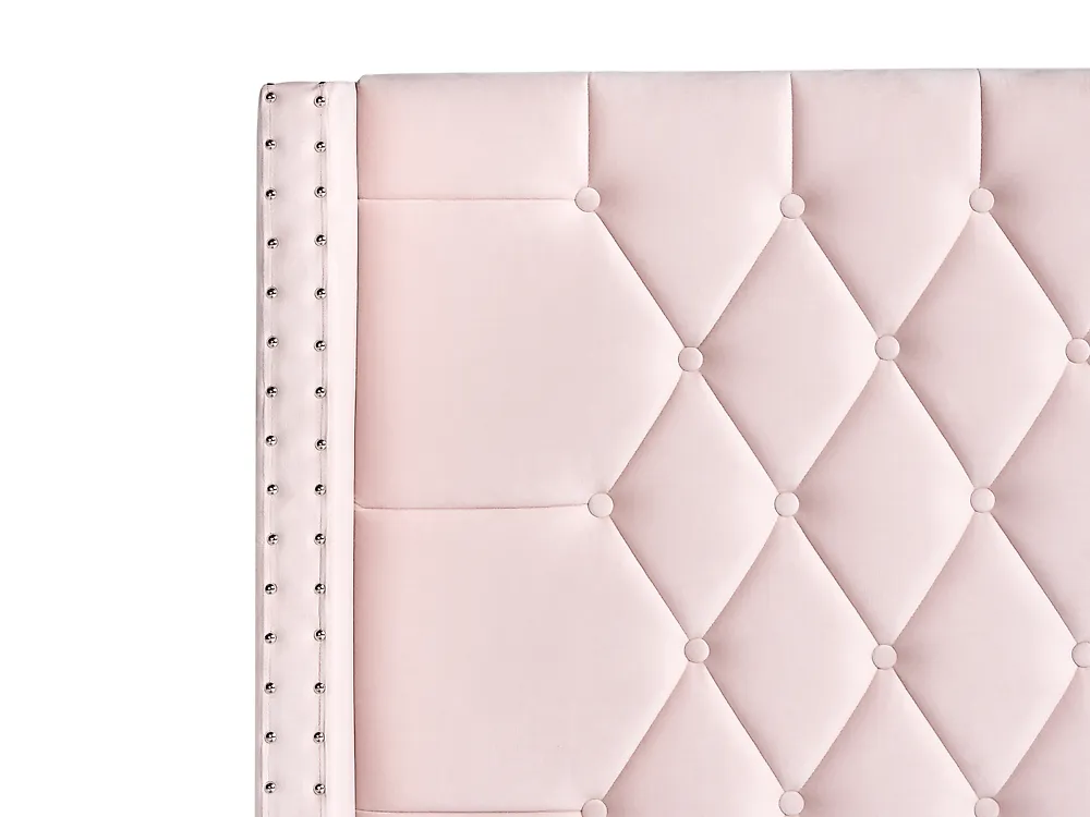 Lit ottoman LUBBON Velours Rose pastel 140 x 200 cm_833874