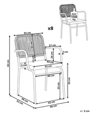Set of 8 Garden Chairs with Cushions TACENO Metal Grey_1007837