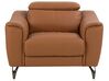 Set divano e poltrona in pelle marrone dorato NARWIK_720660
