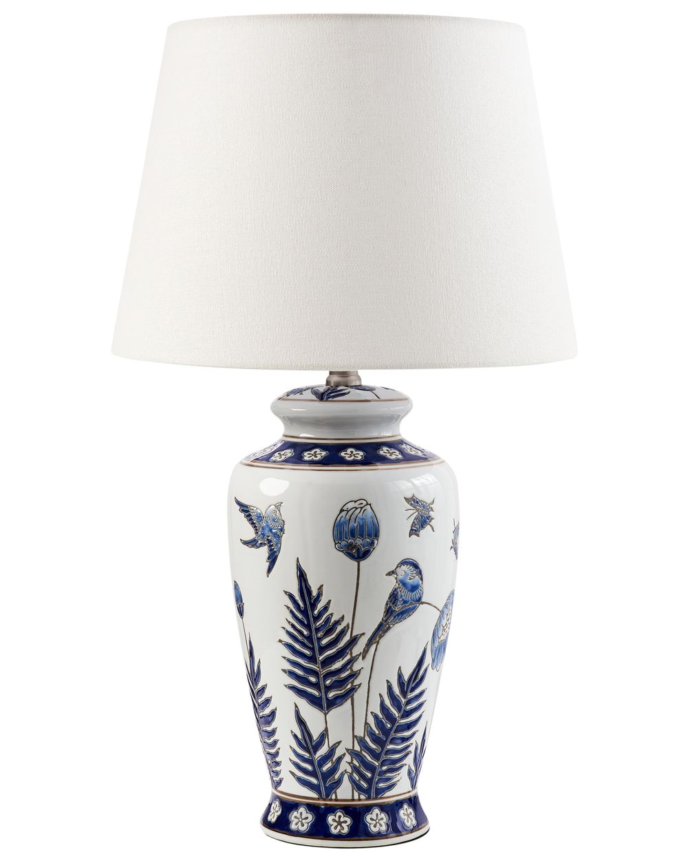 Tischlampe BIJELA Porzellan Weiß / Blau