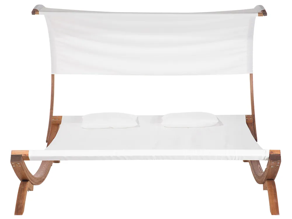 Sun Lounger with Cushion TERAMO Larch Wood Off-White_679821