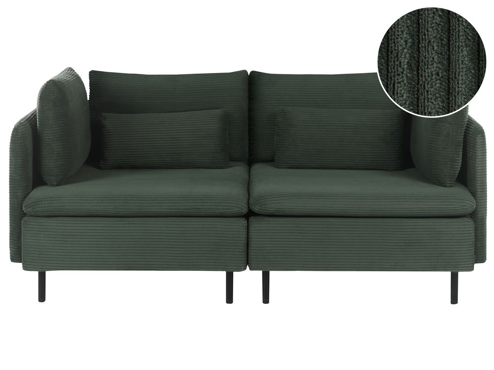 Modular Sofa 2 Seater EGERIS Corduroy Dark Green