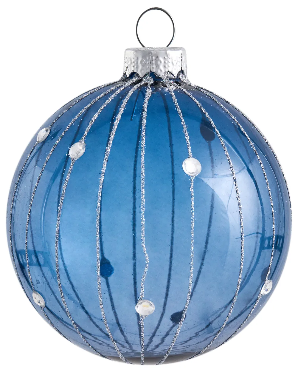 Set of 35 Baubles SNOWFALL Glass Blue_1028579