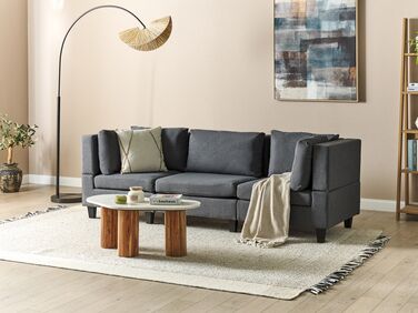 3-Seater Modular Fabric Sofa Dark Grey UNSTAD