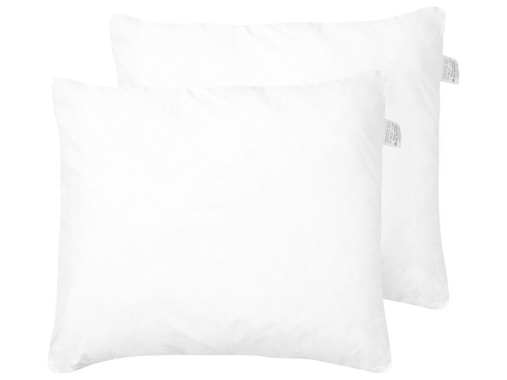 Conjunto de 2 almohadas ERRIGAL Alta 80 x 80 cm Microfibra Blanco