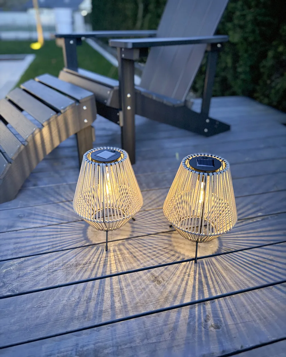Set of 2 Solar Powered Lanterns VUNGU 27 cm Grey_1071977