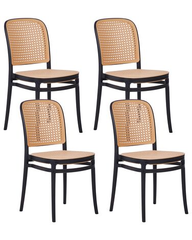 Set of 4 Dining Chairs Beige and Black PLOSE