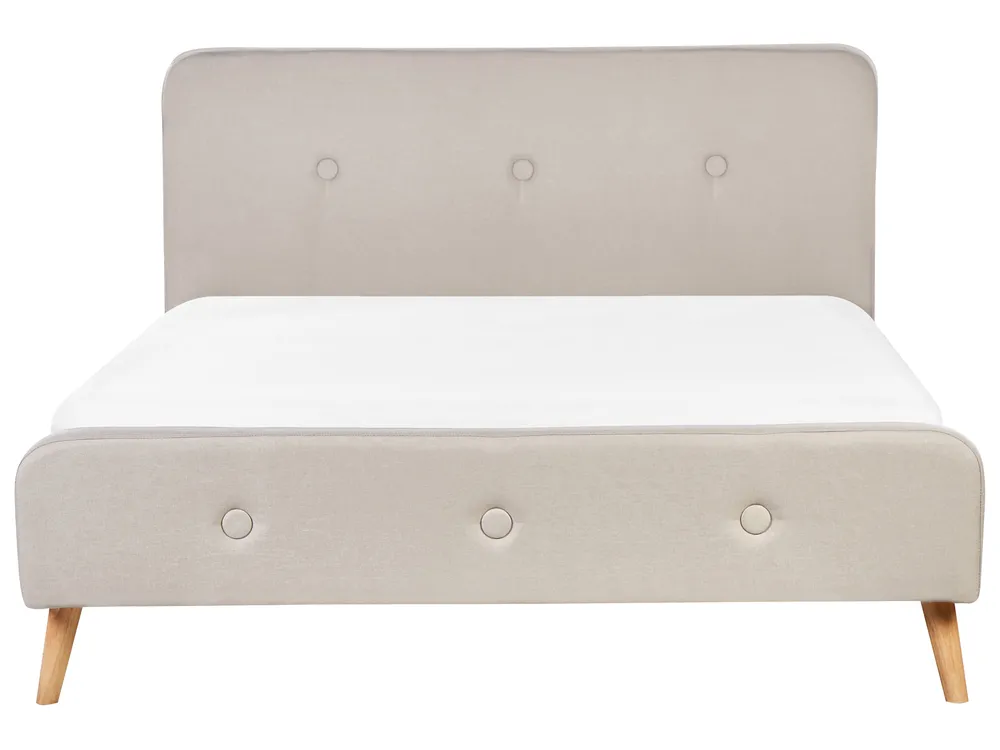 Cama de casal em tecido creme claro 160 x 200 cm RENNES_684051