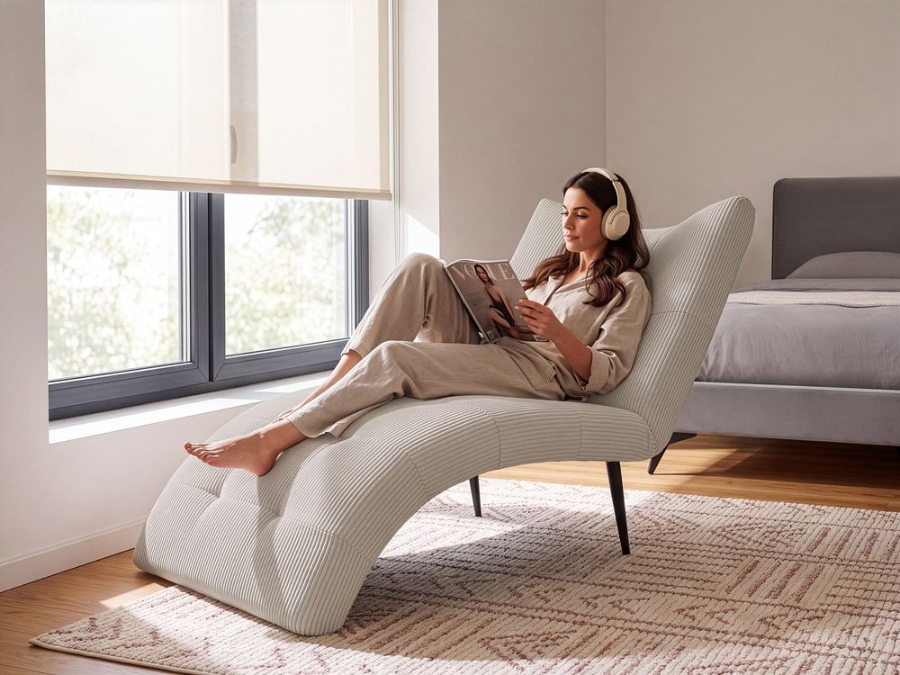 Chaise longue QUILLY Corduroy Taupe