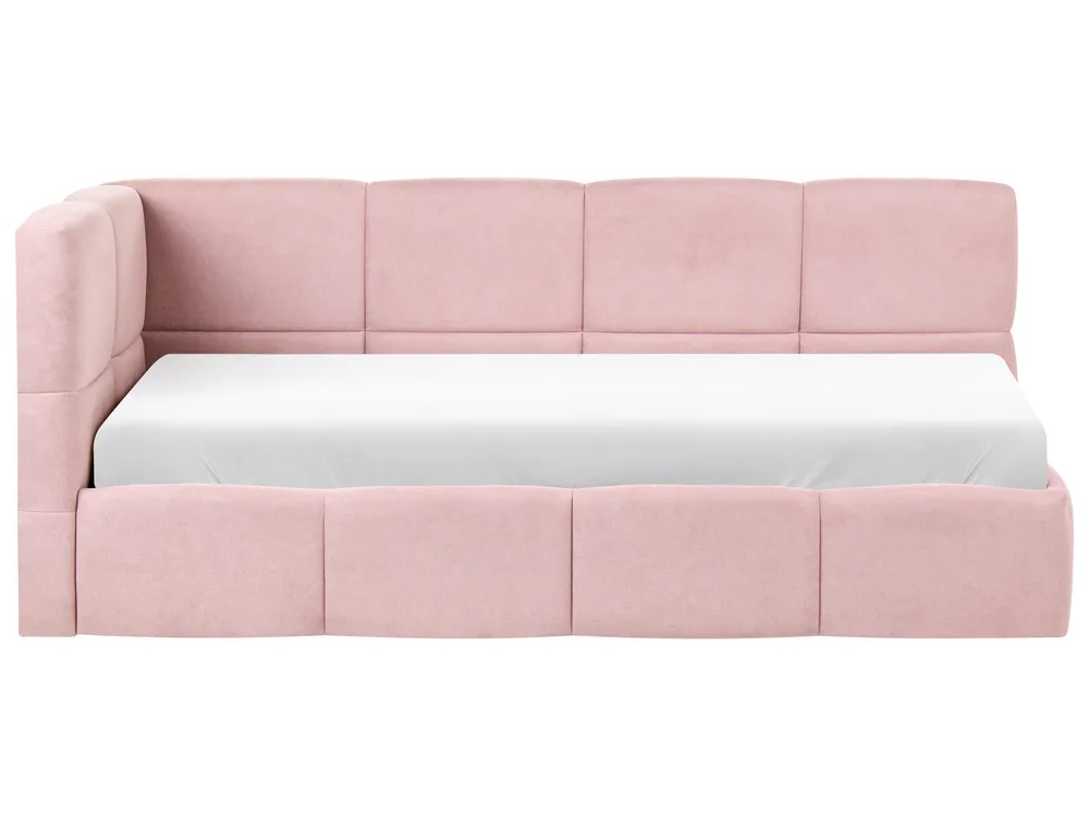 Daybed Fabric JACOU 90 x 200 cm (EU Single) with Storage Left Hand Pink_1091081