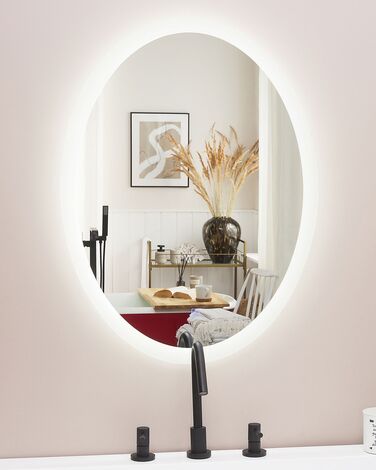 Oval LED Wall Mirror 60 x 80 cm Silver VIRIAT