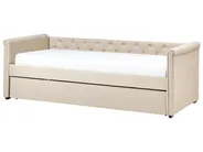 Lit gigogne Tissu LIBOURNE 90 x 200 cm Beige_729651