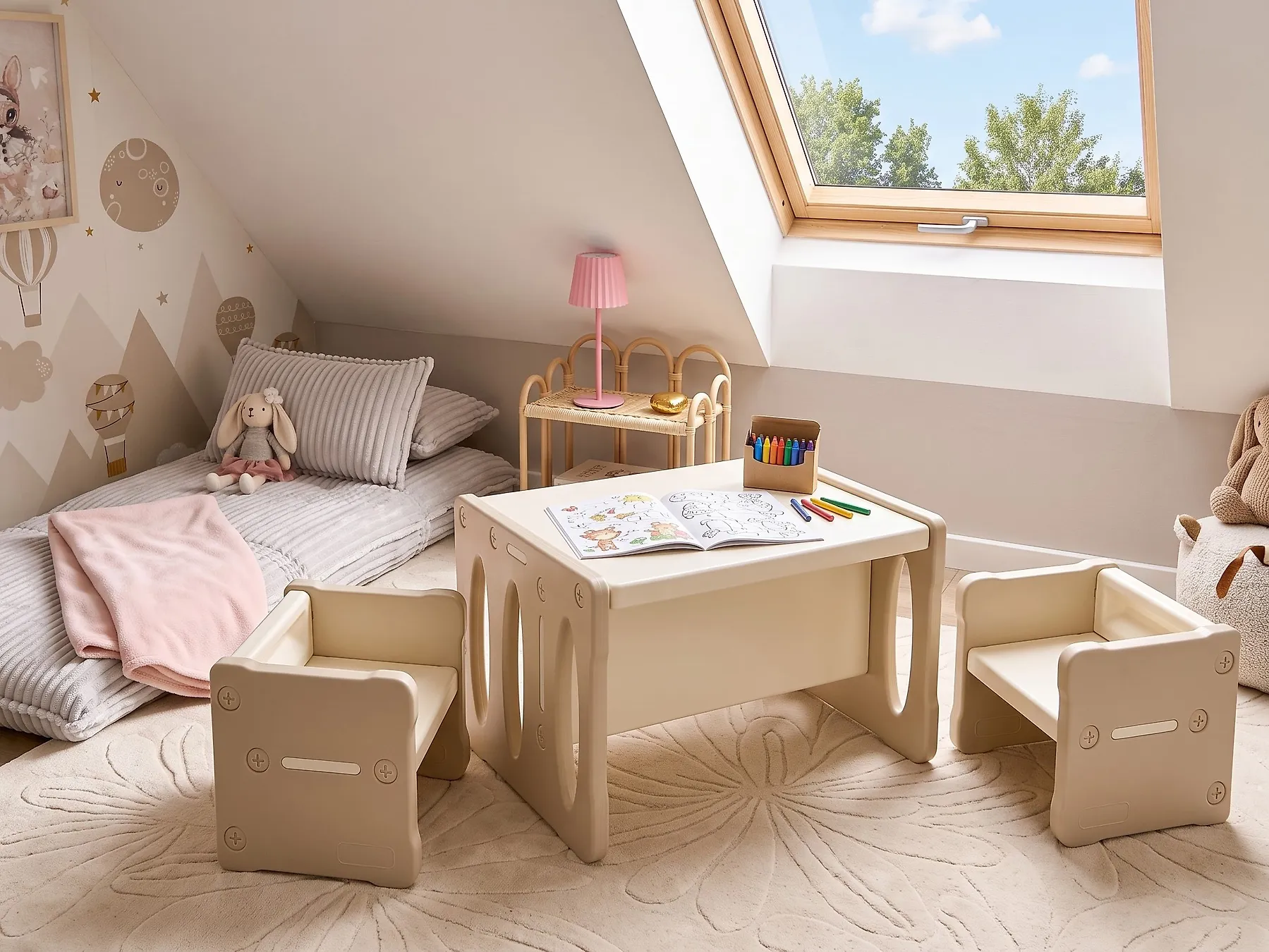 Kids Table with Chairs BULLOO Beige_1124224