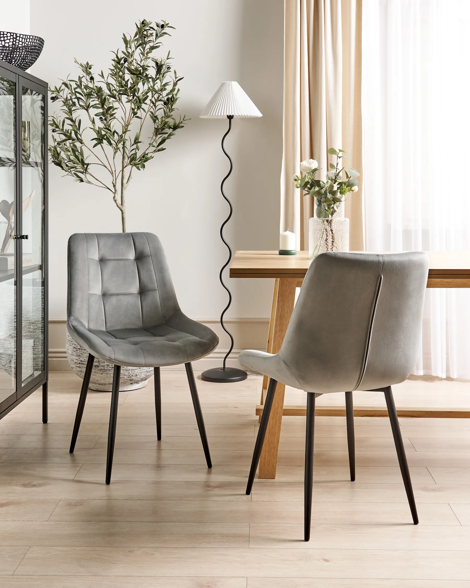 Set of 2 Dining Chairs MELROSE Velvet Light Grey_771895